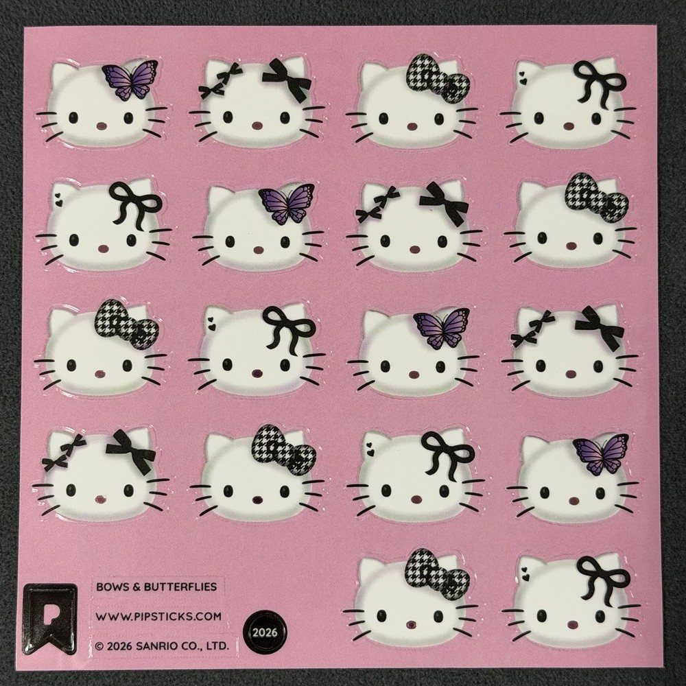 Pipsticks X Sanrio “Bows & Butterflies” Hello Kitty Sticker Sheet (4x4in)