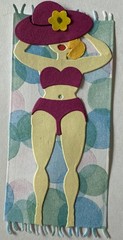 LADY ON BEACH TOWEL “Pre-Made”Die-Cut(1pc)Lake•River •Swim•Swimsuit•Card Making•