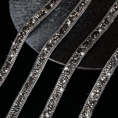 1X 108″ x 0.4″ Black Bling Rhinestone Crystal Diamond DIY Decor Sticker Decal #A