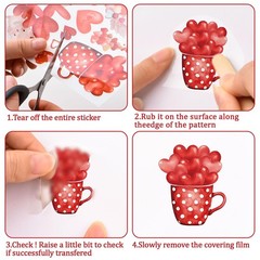 WANDIC 12 Sheets Valentine’s Day Rub On Transfer Stickers Waterproof 12pcs