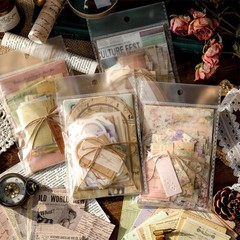 400PCS Scrapbook Supplies Kit Junk Journal Supplies Vintage Scrapbook Paper Deco