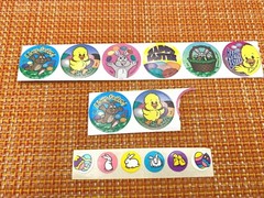 VINTAGE SCRATCH SNIFF EASTER STICKER LOT BUNNY EGG DUCK JELLYBEANS MIX OF BRANDS