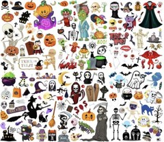 150+ Halloween Stickers 6 Sheets Scrapbook Crafts Skeleton Vampire US Seller
