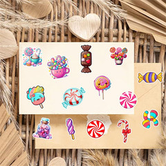 Cute Candy Stickers 50Pcs Waterproof Vinyl for Scrapbook Journal Laptop
