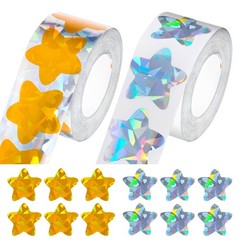 1000 PCS Holographic Star Stickers 1 inch Adhesive Glitter Foil Metallic Stic…