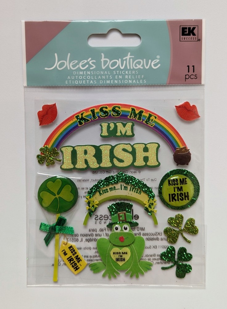 RARE Jolee’s Kiss Me I’m Irish St. Patrick’s Day Scrapbooking Stickers