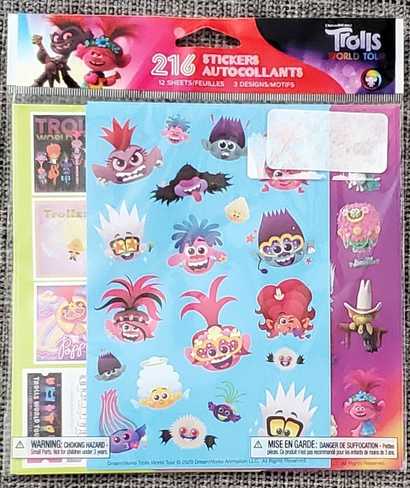 Trolls World Tour Sticker Sheets (216-Count) for Kids, Fun American Greetings