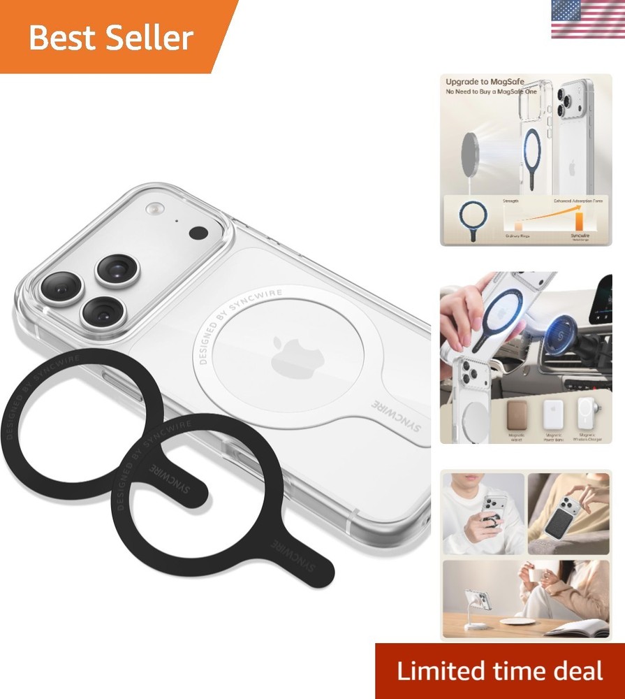 Universal MagSafe Metal Ring Kit: 3-Pack with Strong Adhesive for Fast Charging