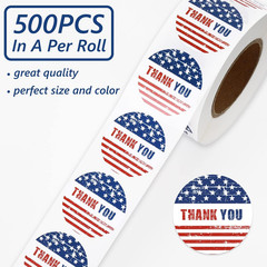 500Pcs Patriotic Thank You Stickers Vintage American Flag Label Decals for 250Th