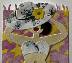LADY ON BEACH TOWEL “Pre-Made”Die-Cut(1pc)Lake•River •Swim•Swimsuit•Card Making•