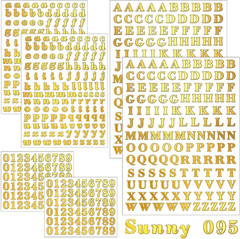 6 Sheets 0.16″ Small Letter Stickers, Gold Metallic 0-9 Number A-Z Alphabet Stic