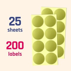 Self-Adhesive Gold Foil Seal Stickers – 200 Pack, 2″ for Professional Finishing