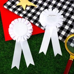 White Blank Award 1st Place Rosette Prize Winner Recognition Ribbons 6 PCS