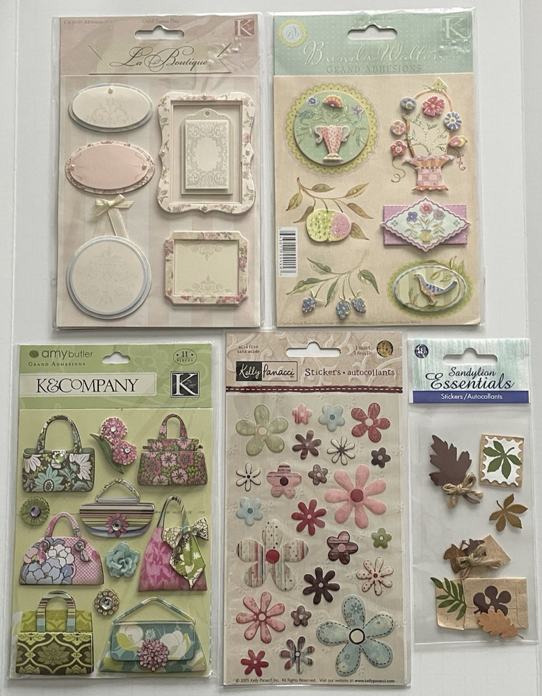 5 Pack Lot Dimensional Embellishments/Stickers for Scrapbooking/Paper Crafting