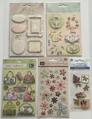 5 Pack Lot Dimensional Embellishments/Stickers for Scrapbooking/Paper Crafting