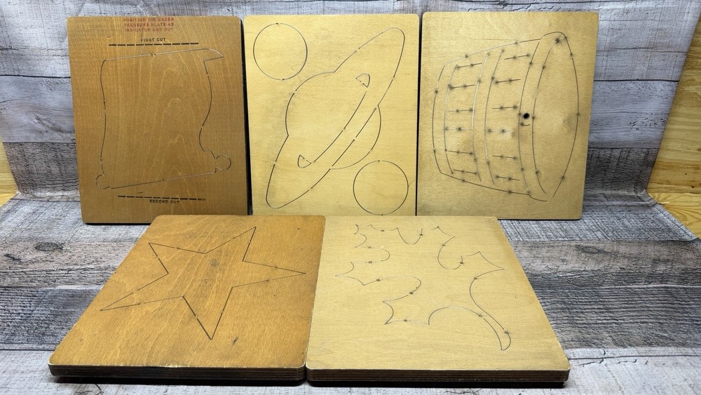 Ellison AccuCut Scroll Planets Star Leaf Basket Die Cuts Lot Of (5) 12”x 10”