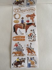 Western Horse Rider Sticker ROLL NRN Designs Scrapbook Stickers Roping Cutting
