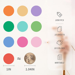 1″ Colored Dot Stickers 1050 PCS Circle round Stickers Colored Coding Labels (Co