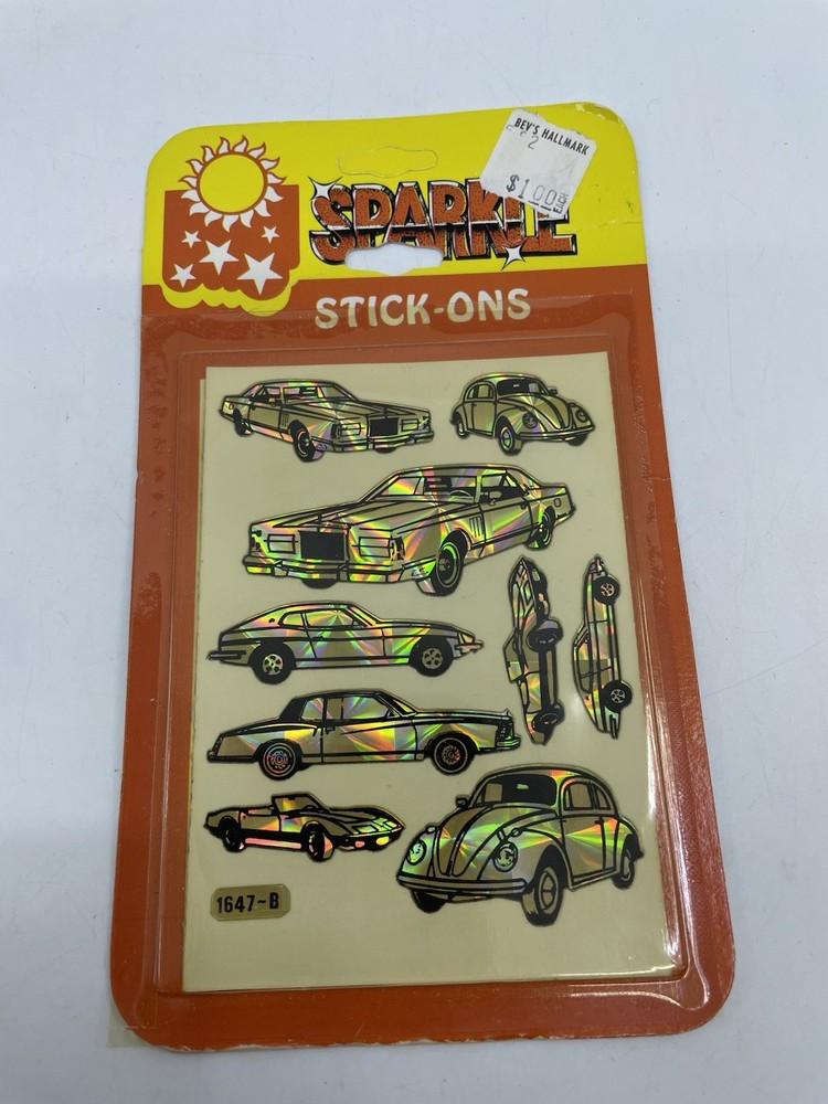 Vintage 1981 Stickers Car Sparkle Stick-Ons NOS 1980s Stickers