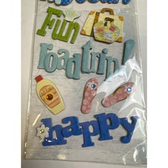 K&C Company Happy Trails Adhesive Chipboard Beach Vacation Sticker Set