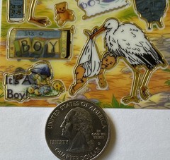 IT’S A LITTLE BOY Gold Foil Stickers(17pc)Stork•Baby •Newborn•Bottle•Card Making