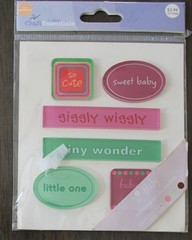 JoAnn Craft BABY little one tiny giggly sweet cute GIRL Epoxy Stickers NEW