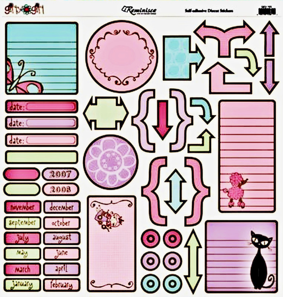 Reminisce GIRLY GIRL JOURNAL 12×12 Cardstock Sticker Sheet scrapbooking