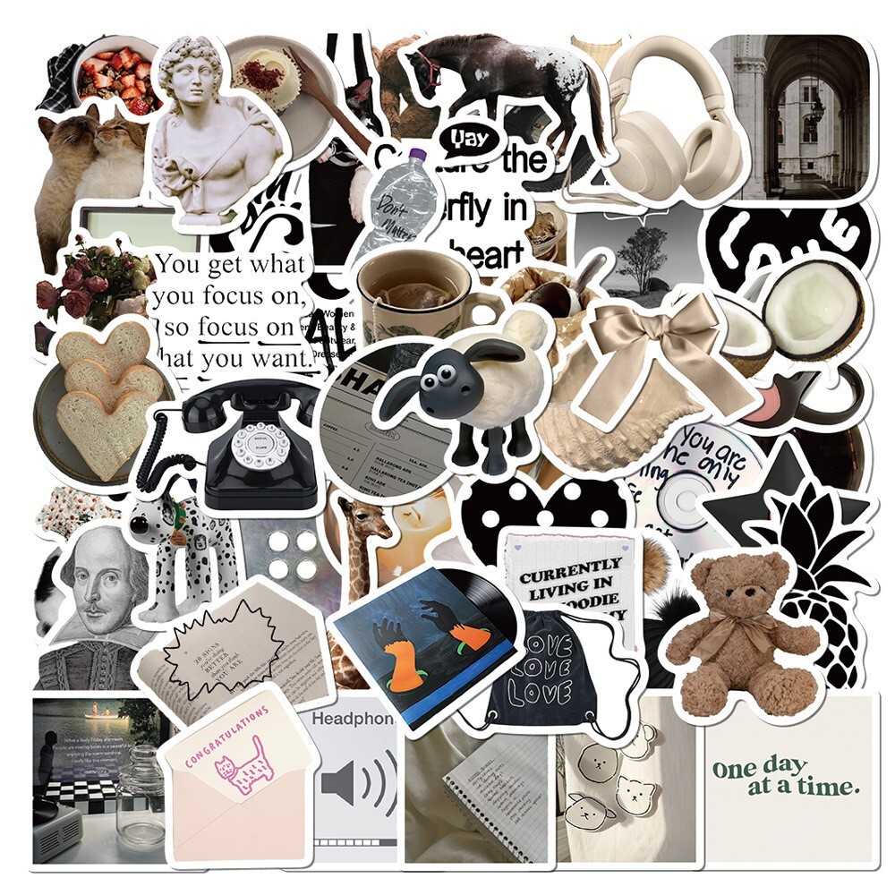 50pcs RETRO Vintage Stickers,Waterproof No Residue, 230
