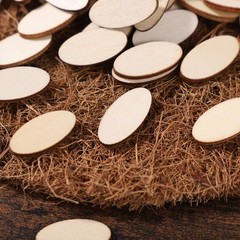 200Pcs Craft Oblong Wood Chips for Home Decor and Rustic Style