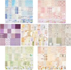 560 Sheets Floral Scrapbook Paper with Stickers Assorted Set, 7 Colors Scrapbook