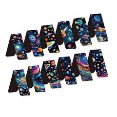 Set of 6 Universe Galaxy Magnetic Bookmarks, Starry Sky Magnet Page Book Markers