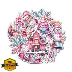Vybonz 12 Pcs Pastel Christmas Stickers Pink 2 3 Inches