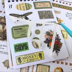 488PCS Vintage Scrapbook Stickers, 50 Sheets Precut Washi Stickers for Journali