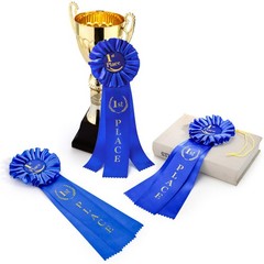 10 PCS 1st Place Rosette Ribbons Blue Award Prize Winner Victory Medal