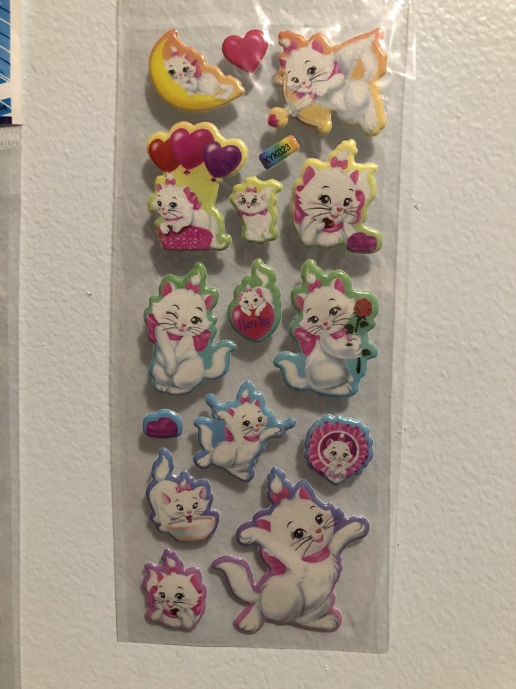 Disney Marie Cat Puffy Sticker Sheet Scrapbook Kids Diary Collecting