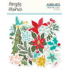 Simple Stories SNOW PINE LODGE FLORAL BITS (62pc) DIE-CUTS scrapbooking