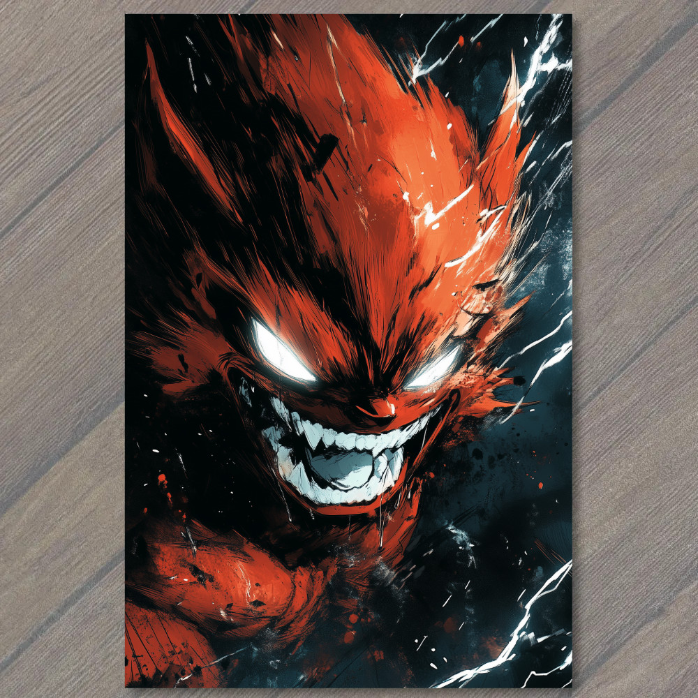 STICKER Lightning Human Form in Fiery Atmosphere Striking Red and Black