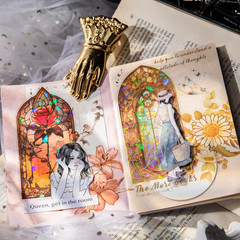 60PCS Large Holographic Gothic Stained Glass Window Medieval Stickers – Vintage
