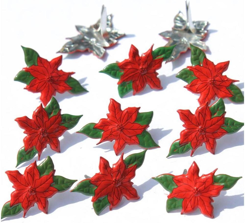 Poinsettia – Christmas, Decorative Scrapbook Brads – Eyelet Outlet #288