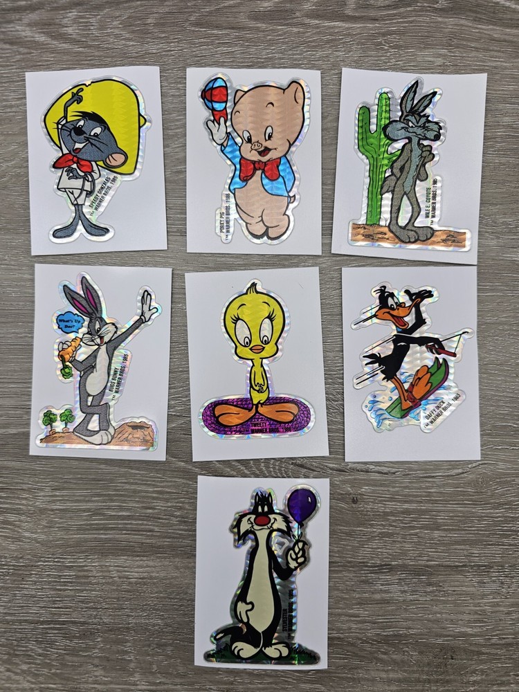 Set Of 7 Vintage Looney Tunes 1985-86 stickers Vending Machine
