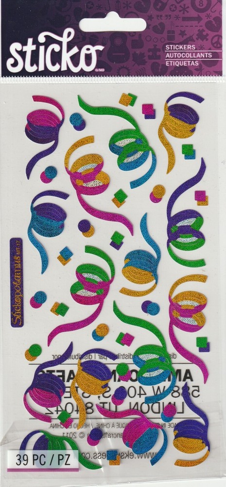 Sticko Classic stickers CONFETTI New Year’s Party theme 47151 FAST FREE ship!
