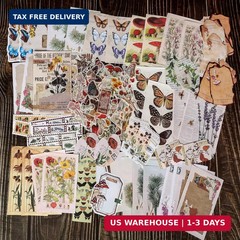 200 Pieces Vintage Scrapbook Supplies Pack for Junk Journal Planners DIY Paper S