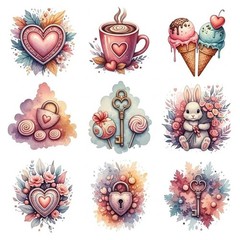 Set Of Love Valentines Embellishments Junk Journal Scrapbook PICK A SET