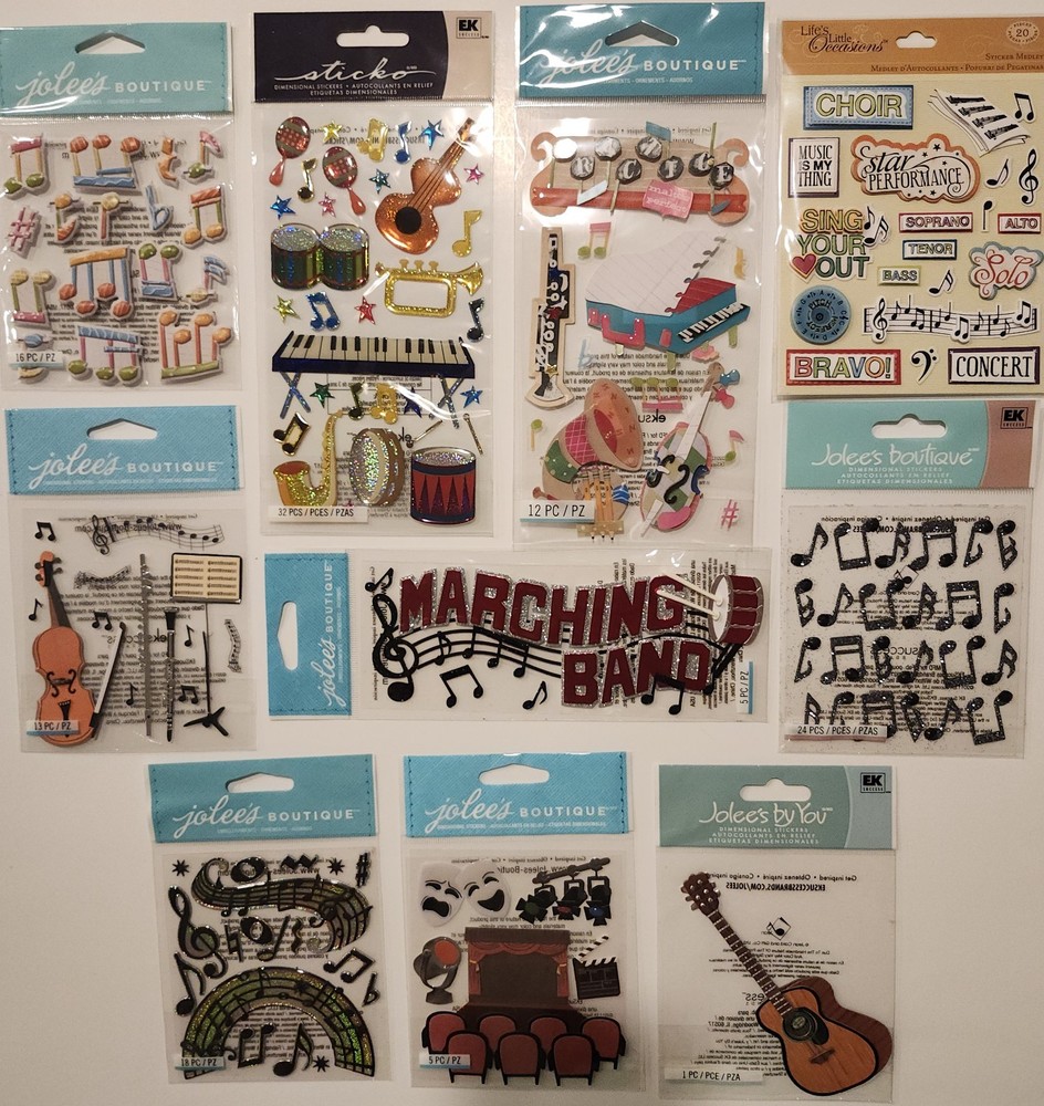 10 packs Jolee’s Boutique Sticko K&CO 3D Scrapbooking Stickers MUSIC BAND