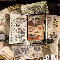 Vintage Aesthetic Washi Stickers and Papers for Scrapbooking, 40 Sheets Ephemera