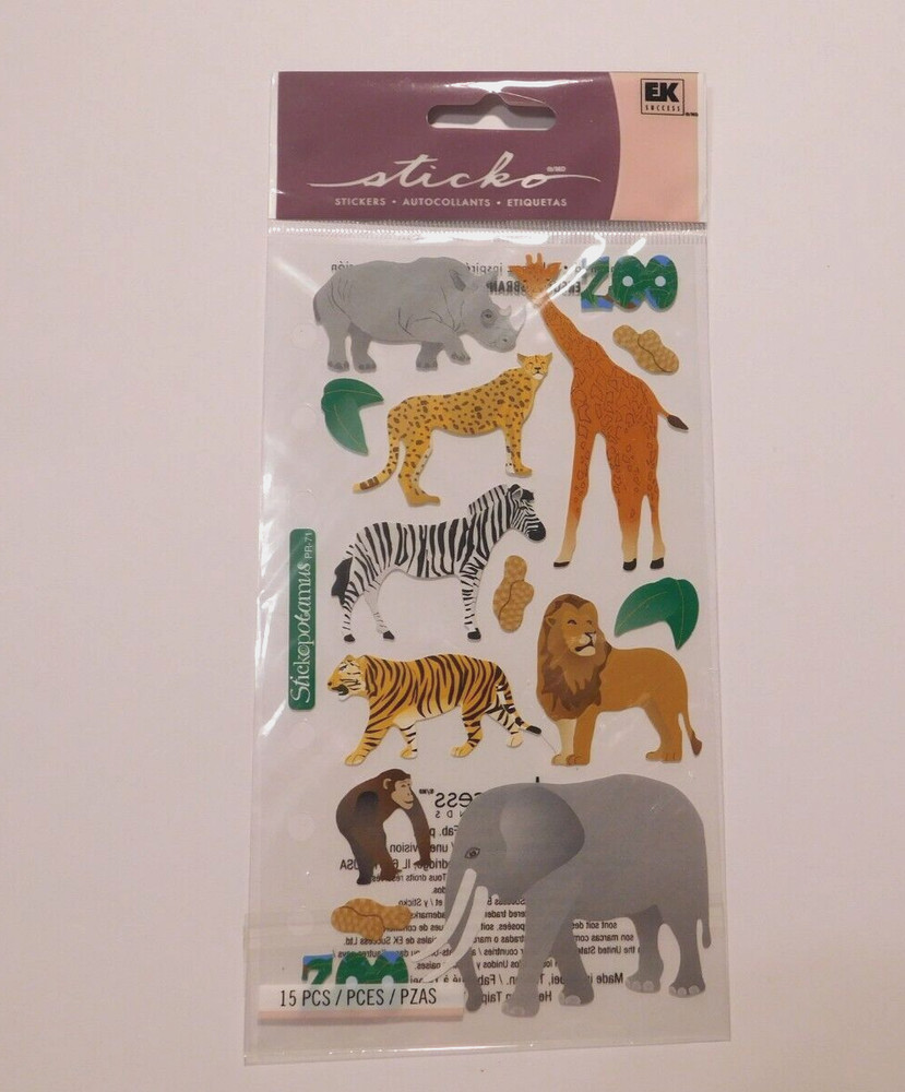 STICKO EK Success Stickers 15 pieces ~Zoo~ Animals Brand New Package