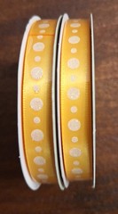 Sugar’n Spice Ribbon-Yellow/White-2 Spools,3/8 in by 3 yards Each-100% Polyester