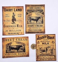 4-Primitive-Farmhouse-Country-Dairy-Pantry-Linen Cardstock-Farm-Labels-Stickers