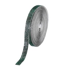 0.35 Inch Self Adhesive Rhinestone Strips 3 Yard for Crafts,Dark Green