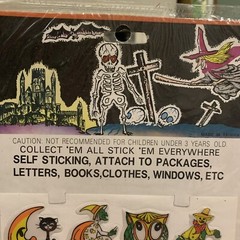 Vintage Halloween Puffy Stickers T Stick On Witch Cat Skeleton Pumpkin Set Of 2